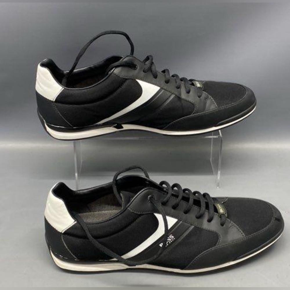 BOSS Hugo Boss Men's Black White Low Top Sneakers Shoes Size 46 us 13